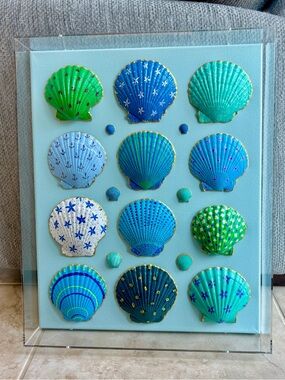 ***SOLD***She Shells Art - Hand-Painted Seashell Art on Canvas - Bug & Bloom Bay